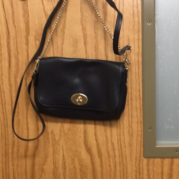 Coach Bags Coach Navy Blue Pocketbook With Gold Accents Poshmark